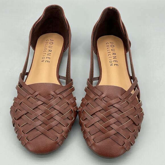 NEW Journee Collection Women’s Ekko Cross Weaved Flats Brown Size 6.5 - Picture 3 of 10